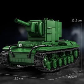 KV-2 Heavy II Army Tank Building Block Building Block, 1321 Pieces WW2 Military Collection 1:28 Tank Model Toy, Soldier Weapons Vehicles Clamping Building Blocks Kit, Ideas Gifts for Children Adults