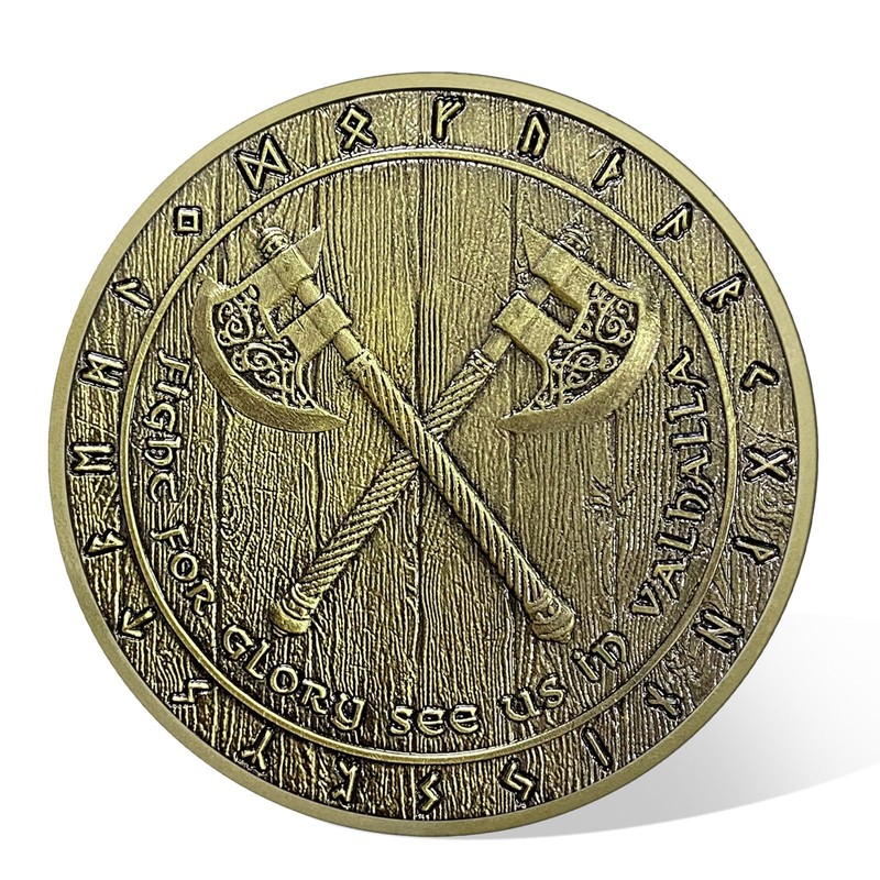 AtSKnSK Nordic Viking Coin, Viking Symbol, Rune Challenge Coin, Medallion,