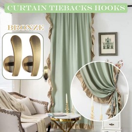 Curtain Window Treatment Holdbacks Tiebacks Tie Backs Back Hooks Hook Holder Holders Holdback Buckle for Wall, 2 Pack Bronze