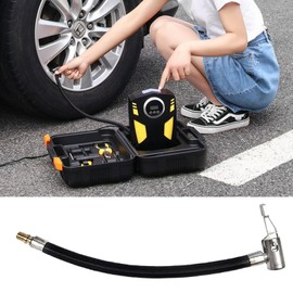 Helweet Tyre Inflator Hose, Car Inflator Hose, Tyre Inflator Hose Adapter, Replacement Hose for Air Pump, Car Tyres Air Filling Hose, for Cars, Bikes, Motorcycles, 30 cm, with Accessories