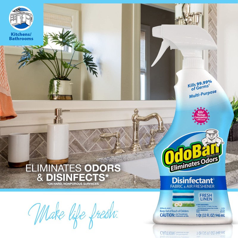 OdoBan Ready-to-Use Disinfectant and Odor Eliminator, Set of 2 Spray