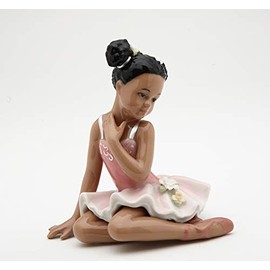 Cosmos Gifts Fine Porcelain African American Ballerina Girl in Pink Tutu, 4-1/4" H
