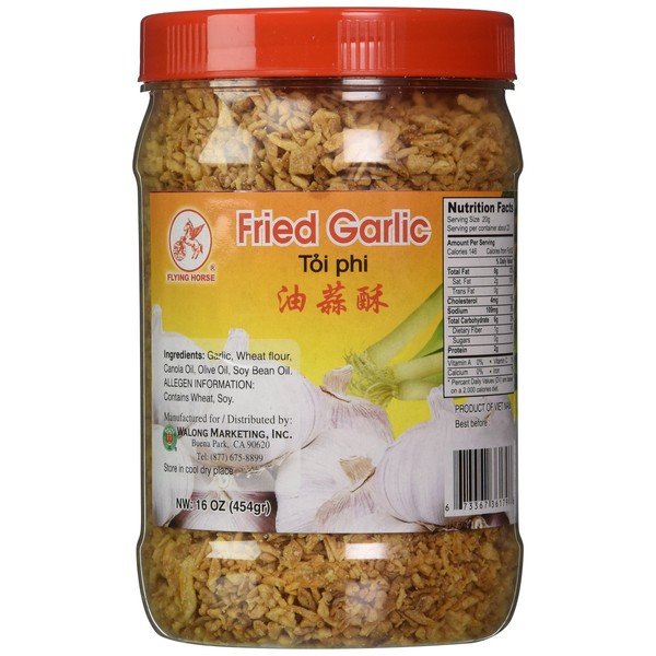 16oz Flying Horse Crispy Fried Garlic (1 Pound Total), Pack of 1