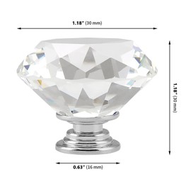 MAKTSAM 20PCS 30mm Clear Crystal Door Knobs, rystal Door Drawer Knobs, K9 Crystal Diamond Handles for Cabinets, Drawers, Doors