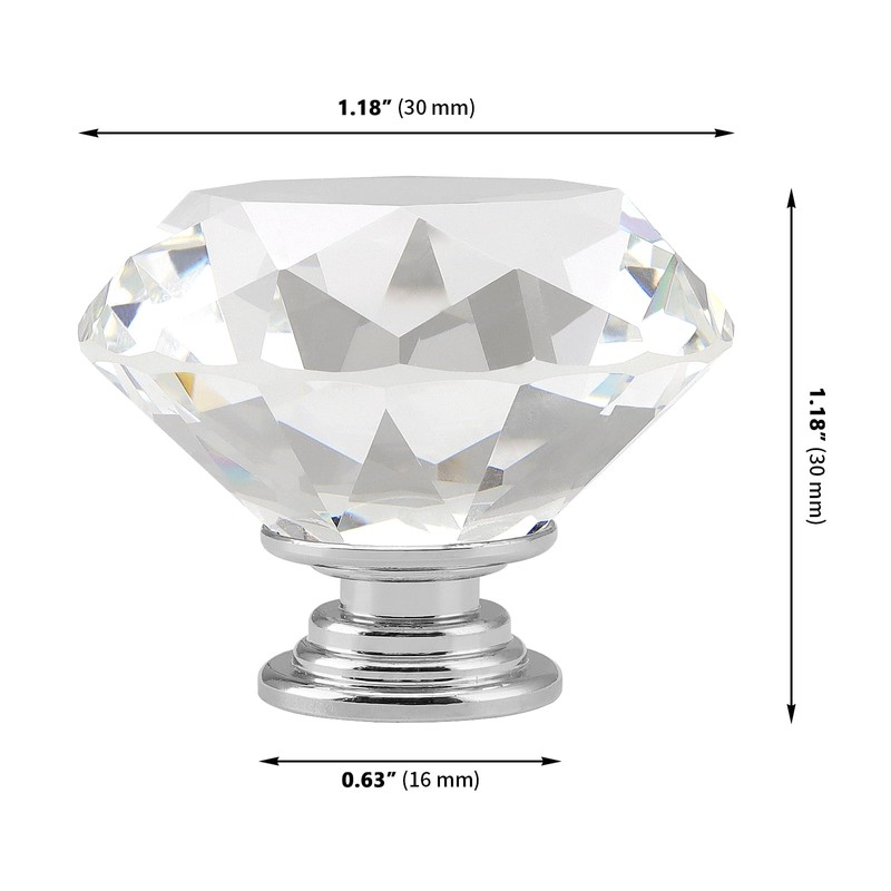 MAKTSAM 20PCS 30mm Clear Crystal Door Knobs, rystal Door Drawer