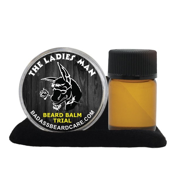 Badass Beard Care Beard Oil and Balm Trial Pack For Men - The Ladies Man Scent - Natural Ingredients, Keeps Beard and Mustache Full, Soft and Healthy, Reduce Itchy, Flaky Skin, Promote Healthy Growth