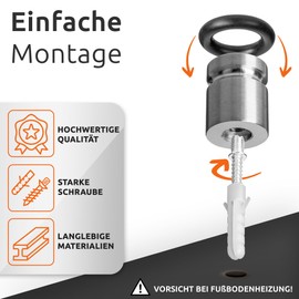 ECENCE Door Stopper Floor for Screwing 2 x Door Holders Stainless Steel Diameter 20 x 25 mm Brushed Includes Screws and Dowels