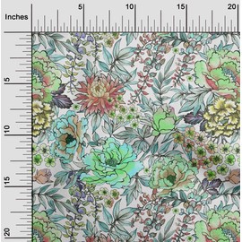 oneOone Velvet Dark Peach Fabric Florals Floral Sewing Fabric by The Meter Printed DIY Clothing Sewing Supplies 58 Inch Wide