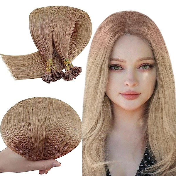 RUNATURE Bonding Real Hair Extensions 1 g 45 cm Balayage Ombre Keratin Bonding Hair Extensions Real Hair Pre Bonded U Tip Hair Extensions Hot Fusion Balayage Brown Blonde 50 Pieces 50 g 1 g/s