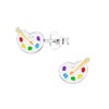 Palette and Paintbrush Stud Earrings 925 Sterling Silver