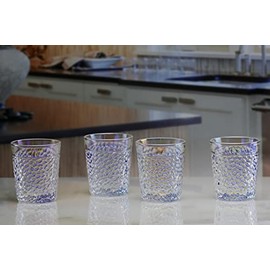 Circleware Westside Radiance Pearl Heavy Base Hammered Shot Glasses, Set of 4, Party Home Entertainment Dining Beverage Drinking Glassware for Brandy, Liquor, Bar Decor, Jello Cups, 1.7 ounce