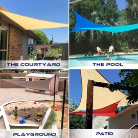 Windscreen4less 15' x 15' x 15' Sun Shade Sail Triangle Outdoor Canopy Cover UV Block for Backyard Porch Pergola Deck Garden Patio (Turquoise)