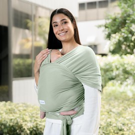 Comfy Cubs Baby Wrap Carrier - Soft, Stretchy Cotton Blend Baby Sling for Newborns & Infants - Hands-Free Infant Carrier for Moms & Dads - Adjustable One Size Fits All - Fern
