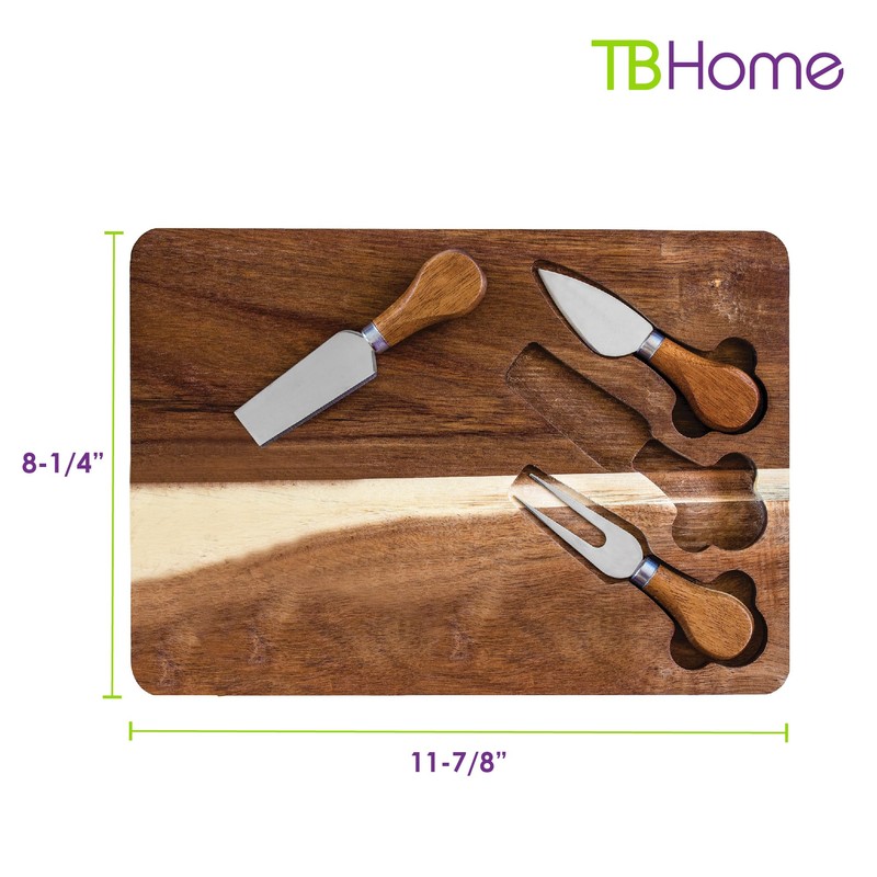 TB Home 4-Pc. Acacia Wood Cheese Serving Board with Cheese