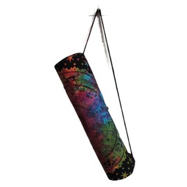 ICC - Bolsa para esterilla de yoga, bolsa de yoga para ejercicio, bolsa de almacenamiento multifuncional, correa ajustable con cierre completa, para mujer, bolsa de algodón indio con mandala hippie