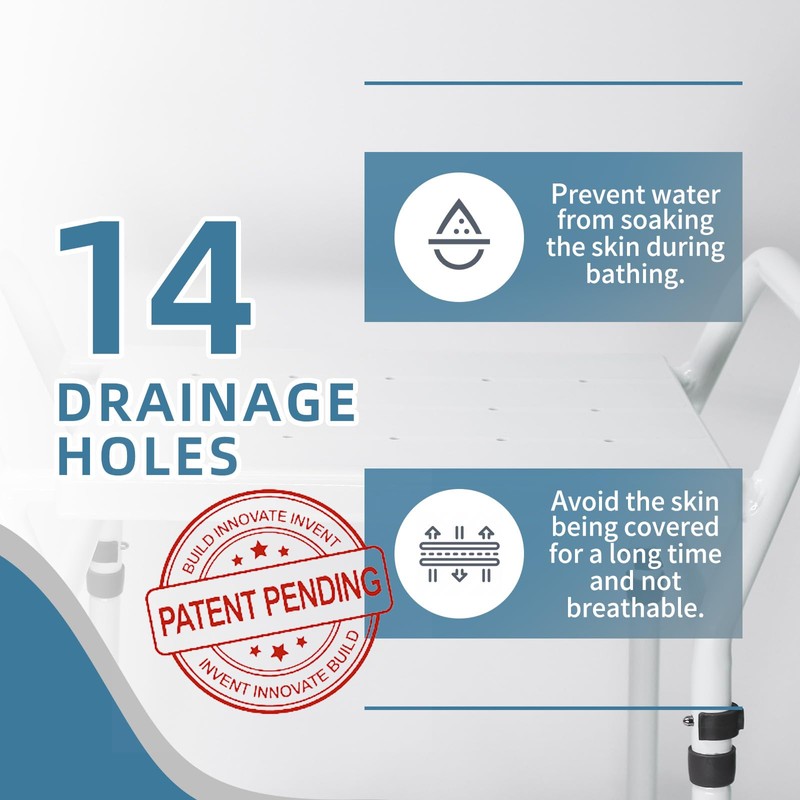 Shower Chair Seat with Arm for Inside Shower - Adjustable