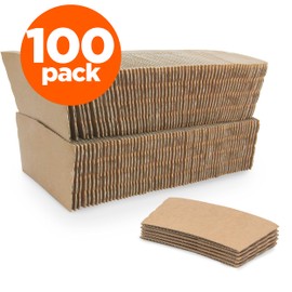 FMP Brands 100 Pack Coffee Sleeves for 8 oz Coffee Cups, Hot Cup Sleeves Disposable for Hot Drinks, Kraft Coffee Cup Sleeves Bulk, Beverage Insulator and Hand Protection for Hot & Cold Drinks