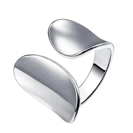 QueenBee 925 Sterling Silver Adjustable Cocktail Ring – Hypoallergenic Asymmetric Stacking Band, Trendy Minimalist Jewelry Gift for Birthdays