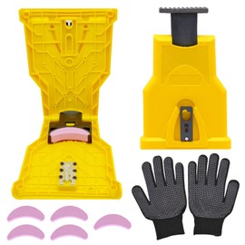 Chainsaw Sharpener Jig, Universal Chainsaw Teeth Sharpener, Fast Chain Saw Sharpener Tool, Chainsaw Sharpening Kit with 5 Pcs Stone Grinder Sharpening Tools for 12-22 Inch Two Holes Chain Saw