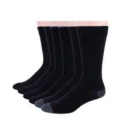 No nonsense mens Cotton Crew - 6 Pair Pack Dress Socks, Black/Black/Black/Black/Black/Black, Shoe Size 6-12 US