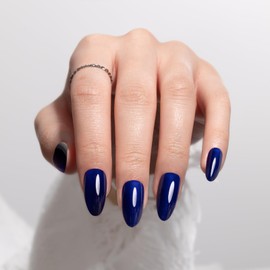 Melodysusie Almond Cat Eye Press On Nails (Royal Blue),Medium Nails Press ons, Salon-like Natural Finish, Reusable Fake Nails, 15 Sizes, 30PCS Nails Kit with Glue