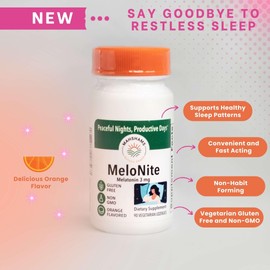 MAHSHAMS MeloNite Melatonin 3 mg Lozenges, 90 Count, Orange Flavored, Gluten Free, Non-GMO, Vegetarian (1)