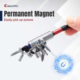 ColumPRO 5PCS 1/4" Strong Magnetic Impact Bit Holder, Black Series, Upgraded Magnetic Drill Bit Extension for Impact Driver, Cordless Drill, 1/4" Hex Shank Premium S2 Steel