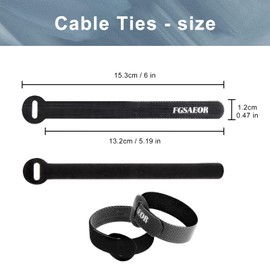 FGSAEOR 6 Inch Cord Organizer, Reusable Hook & Loop Cable Straps for Cable Management, Fastening Cable Organizer with Teeth, Wire Organizer for Home Office Data Centers Cord Management (40Pack-Black)