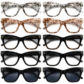 Eyekepper 10-Pack Cat-eye Reading Glasses for Women Spring Hinges Readers Ladies Include 2 Reading Sunglasses +1.50