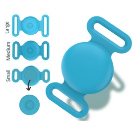 Panjal Silikon-AirTag-Hülle für Hunde- und Katzenhalsbänder, wasserdicht, leicht, flexibel, AirTag-Halterung, Befestigung mit Welpenschlaufe, Schultaschengurten (groß, blau)