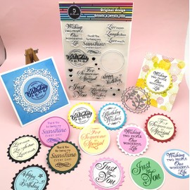 Alinacutle - 1 pieza de sellos transparentes para felicitaciones y 1 etiqueta circular para cortar metal para hacer tarjetas, álbumes de recortes y álbumes de papel, manualidades, decoración de regalo