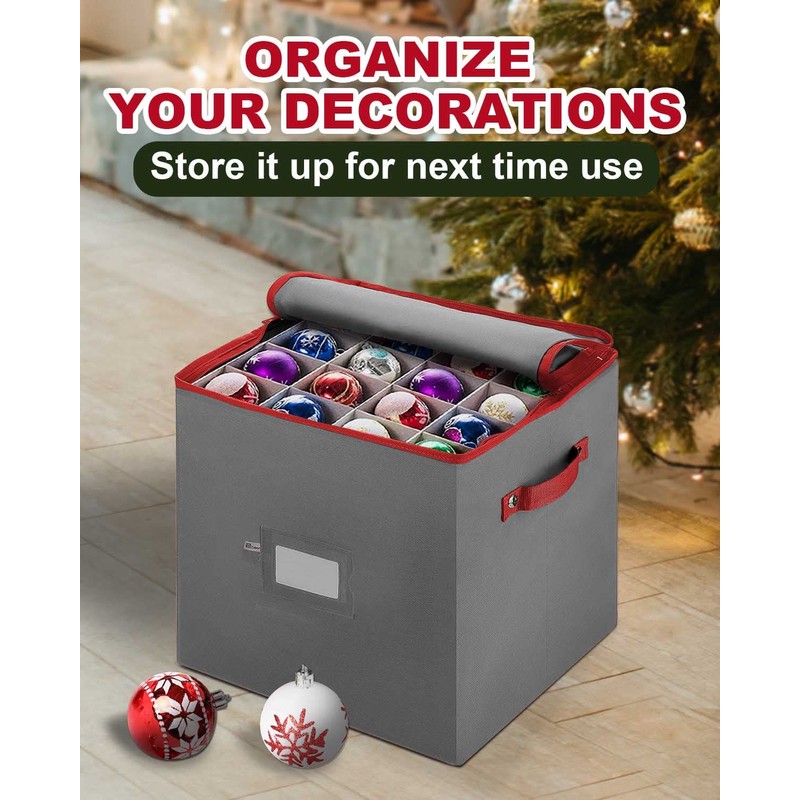ArkCamp Christmas Ornament Storage Box with Dividers, 4-Tier Design with