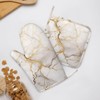 Oven Mitts and Pot Holders Marble Gray Gold White Silicone