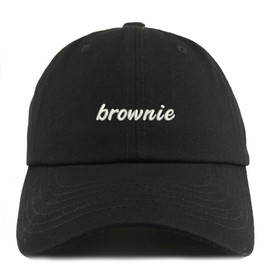 Trendy Apparel Shop Brownie Embroidered Low Profile Soft Cotton Dad Hat Cap - Black