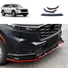 TERDARAY Front Bumper Lip Splitter Kit Compatible with Honda CRV 2023 2024 Oil Version Lower Chin Spoiler Splitter Exterior Car Accessories ABS 3PCS(Glossy Black Style+Red)