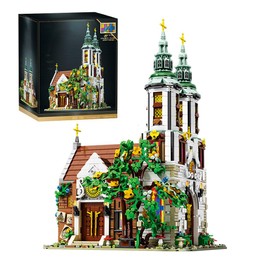 Exquisitos bloques de construcción de catedral polacos, escena de la iglesia MOC con luces, kits de montaje de bricolaje, perfectos para adornos del  