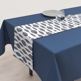 Style Decor W2600500 Table Runner/Table Center, 11.8 x 39.4 inches (30 x 100 cm), 100% Cotton, Reversible Type, Blue Fish