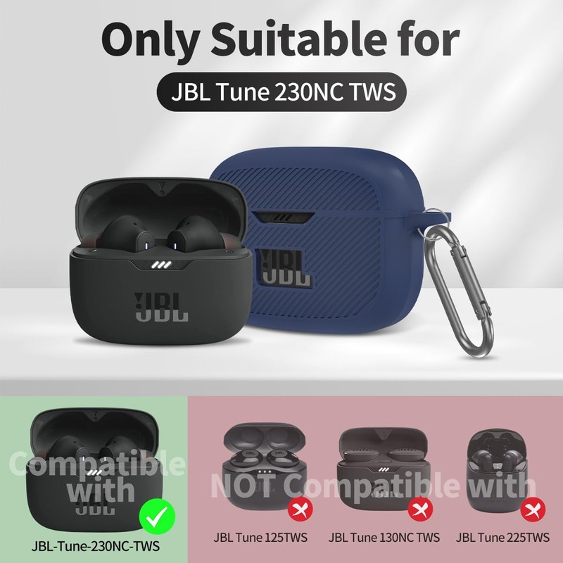 WADVCU for JBL Tune 230NC TWS Case Cover, Silicone Protective