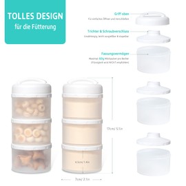Termichy Milchpulver Portionierer Baby Stapelbar Milchpulver Aufbewahrungsbox 2 Stück (Weiß)