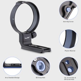 Haoge LMR-Z186 Tripod Mount Ring for Nikon Nikkor Z 180-600mm f/5.6-6.3 VR Lens Collar Mount Base, built-in Arca Type Quick Release Plate