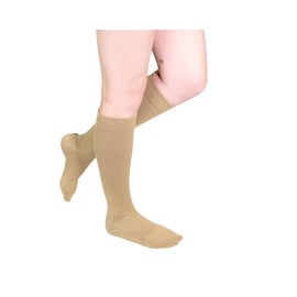 Royfa Cotton compression socks for Women and Men, 15-20 mmHg support stockings, Closed Toe circulator compression sock (Large, Khaki)