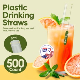 Delxo 1000 Count Individually Wrapped Clear Plastic Straws - 7.75 Inch Long, 0.23 Inch Diameter - Disposable Drinking Straws for Party, Every Occasion - Made in USA