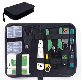 Kit de Herramientas para Reparación de Red | 12 Piezas Mantenimiento de Red Cable Tester con Pelacables | RJ11/12/45 Crimpadora Conector de Red para Herramienta | Probador de Cables Kit de Reparación
