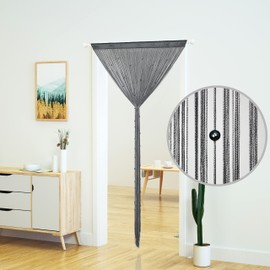 YaoYue Beaded Curtain Door String Curtains for Doorway Tassels Beads Hanging Fringe Hippie Room Divider Window Hallway Entrance Wall Closet Bedroom Privacy Decor (39×79in/100×200cm, Grey)