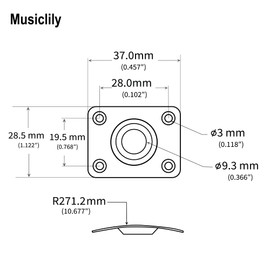 Musiclily Basic Rectangular Guitar Jack Plate for Electric Guitar/Bass, Gold (Pack of 2)