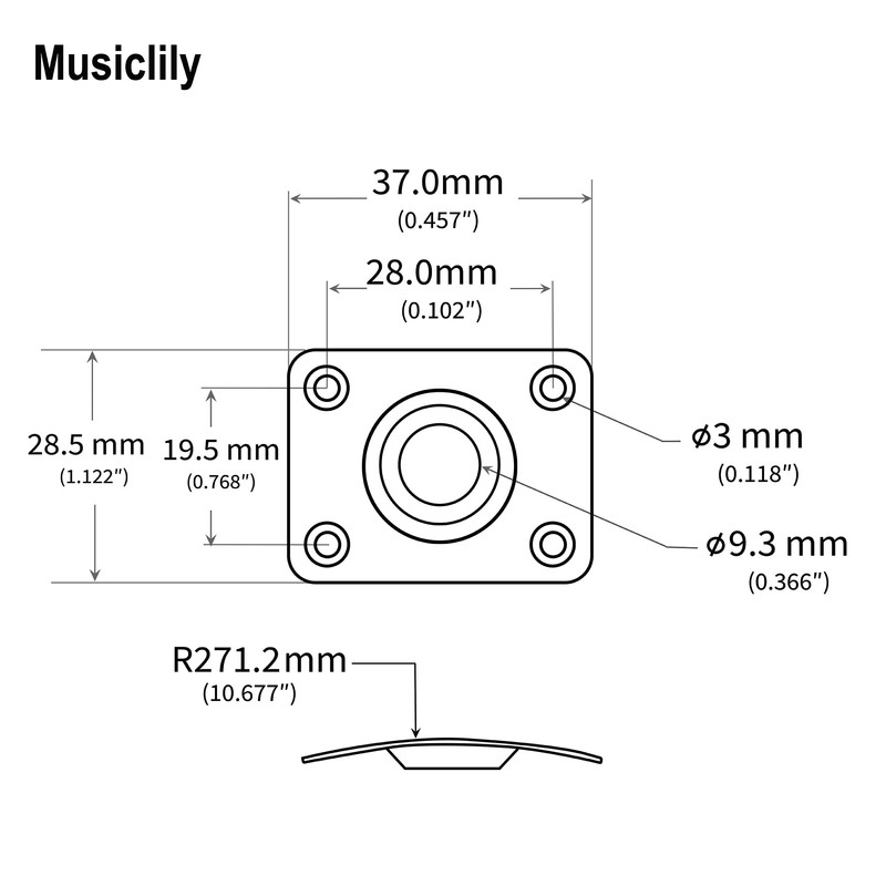 Musiclily Basic Rectangular Guitar Jack Plate for Electric Guitar/Bass, Gold