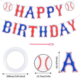 Baseball Birthday Banner Set Reusable 9.8Ft Baseball Happy Birthday Banner Decorations Detachable Baseballs Themed Birthdays Party Banners Decorations Supplies for Baseballs Lover Celebration Party