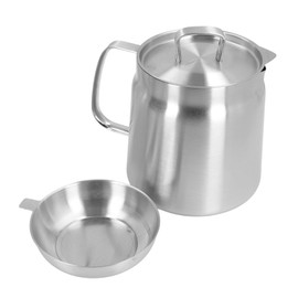 Yunir Stainless Steel Oil Filter Pot, Large Capacity Cooking Oil Container with Strainer, Handle, Infuser Spout, Multi Functional, Heavy Duty for Kitchen Camping (1.5L)