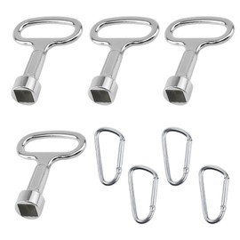 LQIOACU Set of 4 Silver Square Keys, Bleed Key, Heater Bleed Key, Square Key 8 mm, Square Key Tap with 4 Key Rings, silver