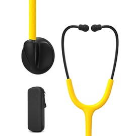 Clairre Single Head Stethoscope for Doctors/Nurses/Nursing School Students, Medical and Home Use with Accessories Name Tag (Yellow Tube, with EVA Case)